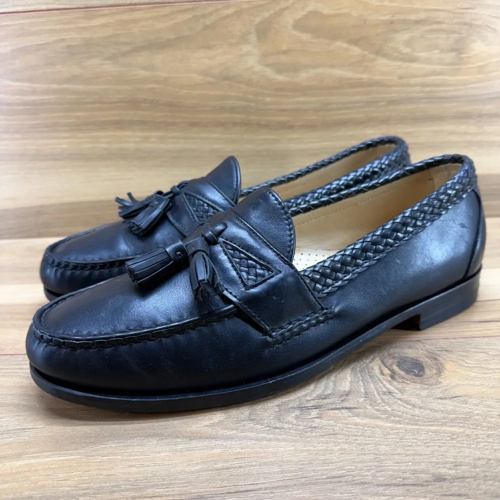Allen Edmonds Maxfield Tassel Moc Toe Loafers 10 D Black Preppy Ivy Business‎